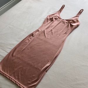 Pink satin mini dress